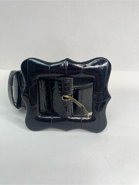 VTG Luc Benoit Black Croc Leather Belt